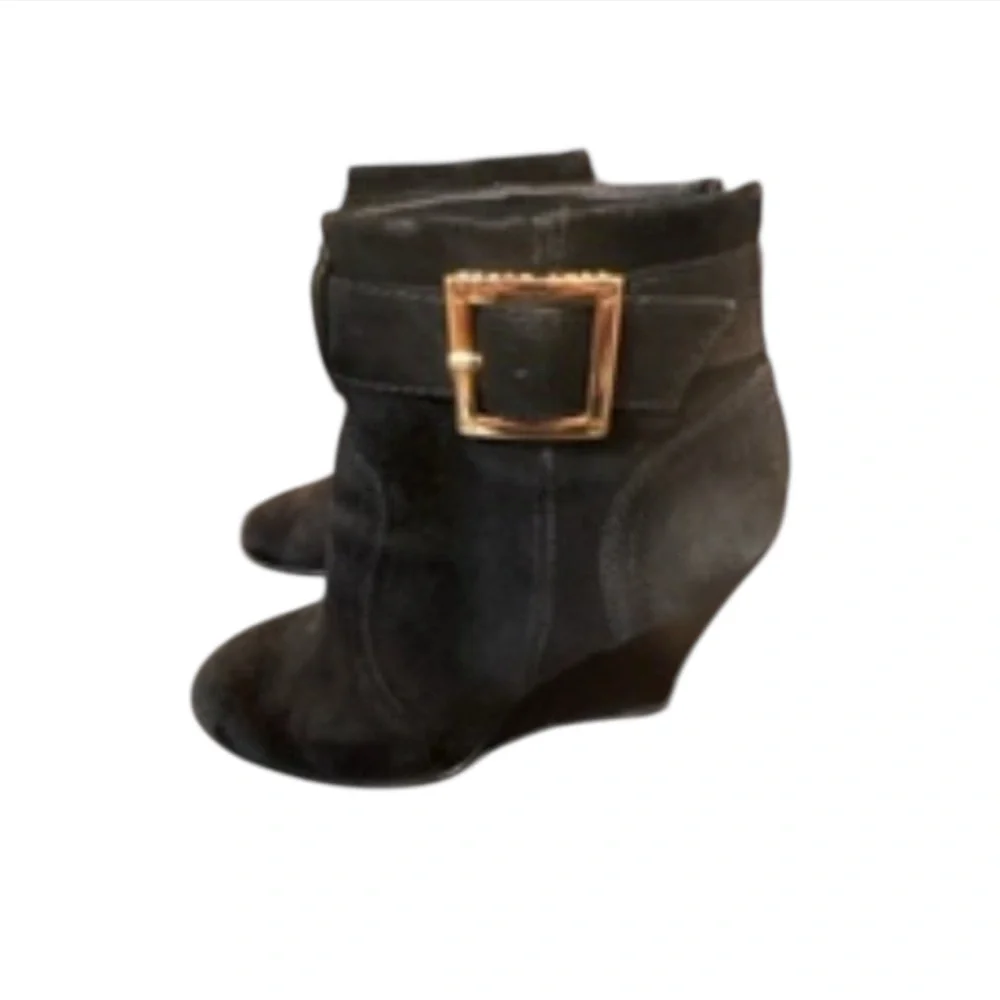 Tory Burch black suede wedge ankle boots size 5.5